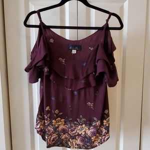 Cold shoulder ruffle top